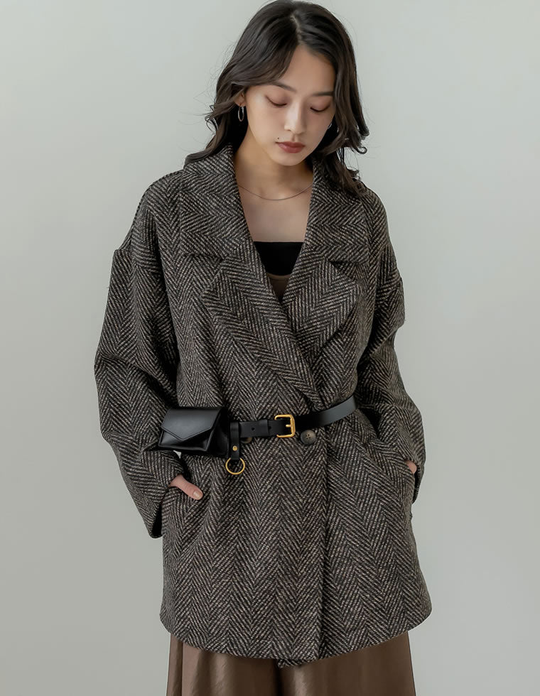 ヘリンボーンダブルジャケットコート - ジャケット/アウター通販