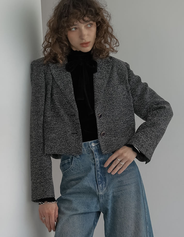 ツイードクロップドテーラードジャケット - ジャケット/アウター通販