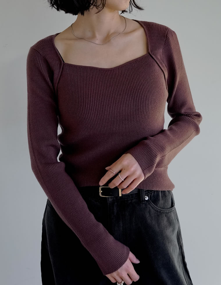 ハートネックニットトップス - トップス通販 | 人気レディース