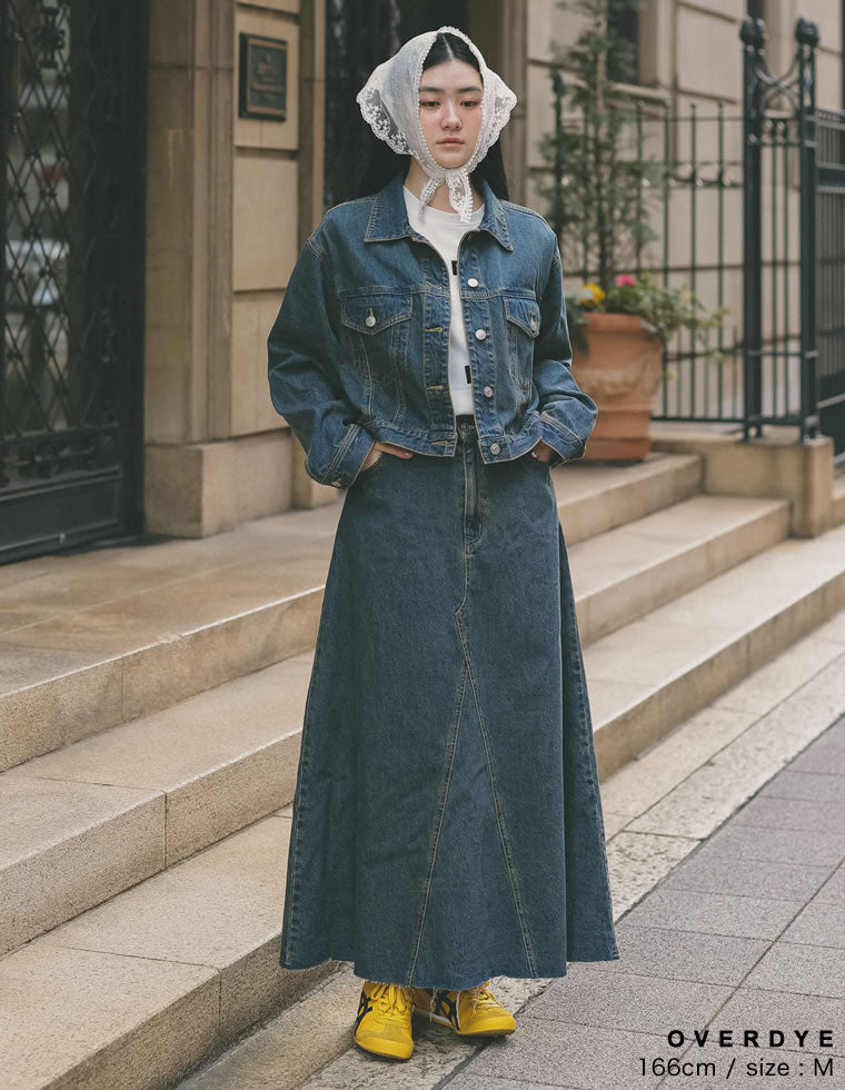 コットンデニムAライン切り替えスカート - スカート通販 | 人気