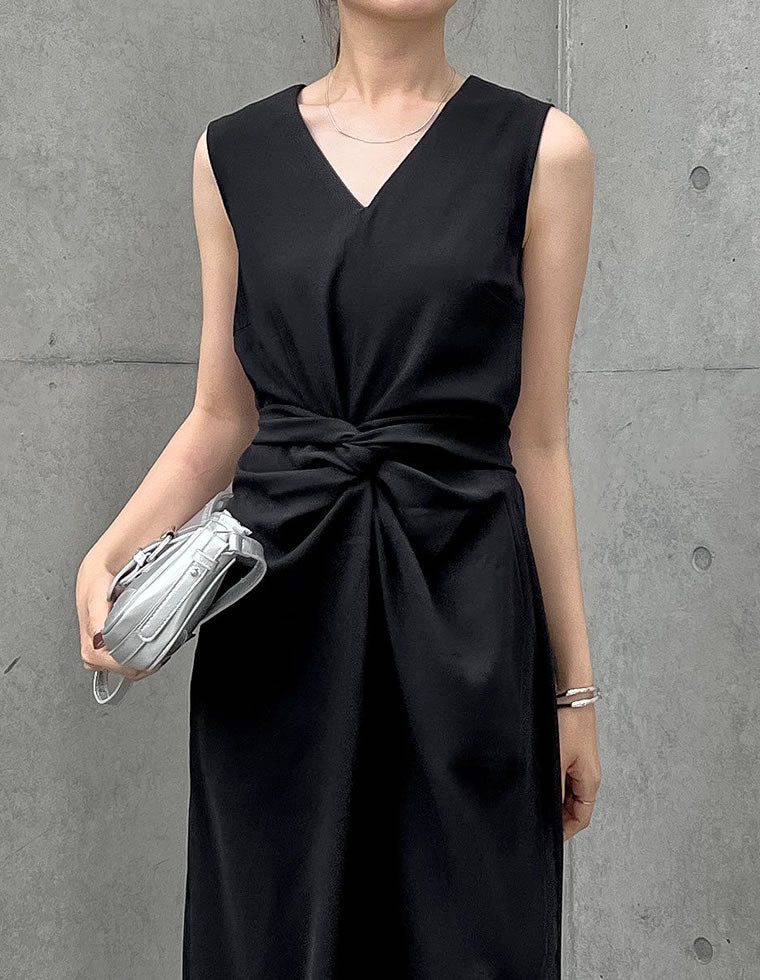 ウエストリボンノースリーブオールインワン - オールインワン通販