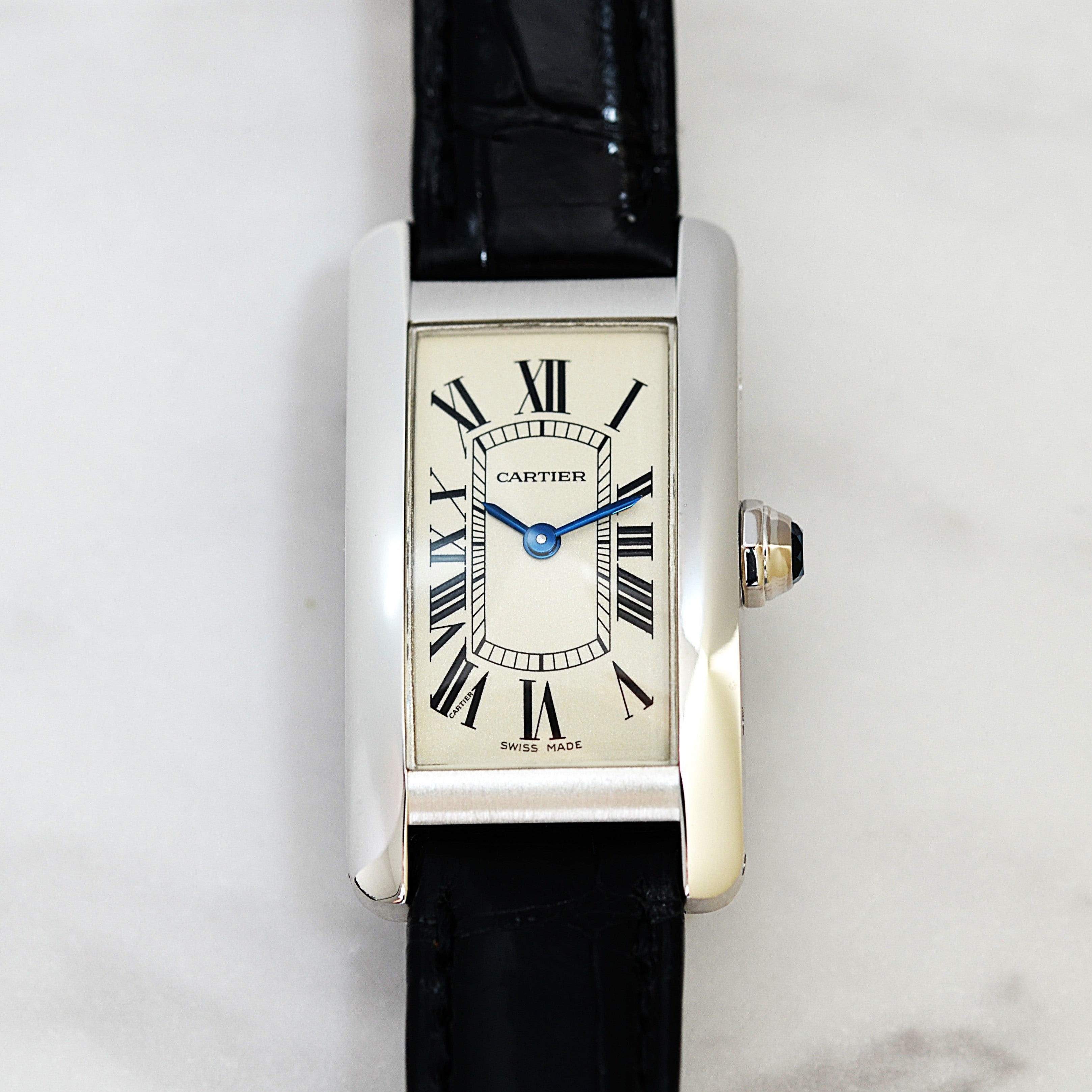 Cartier】カルティエタンクアメリカン SM 18KWG 純正18KWG尾錠付き
