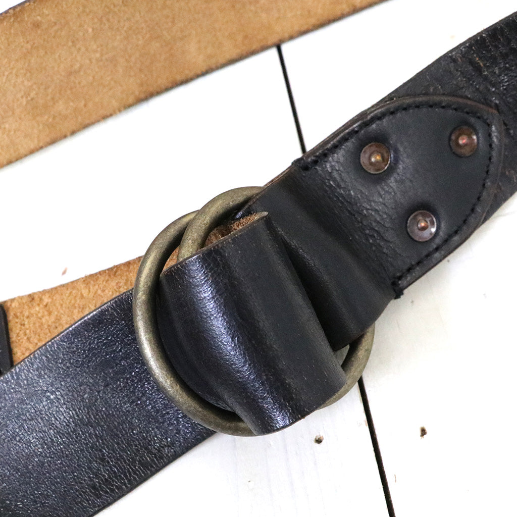 Double RL : LEATHER DOUBLE-O-RING BELT (BLACK) – Reggieshop