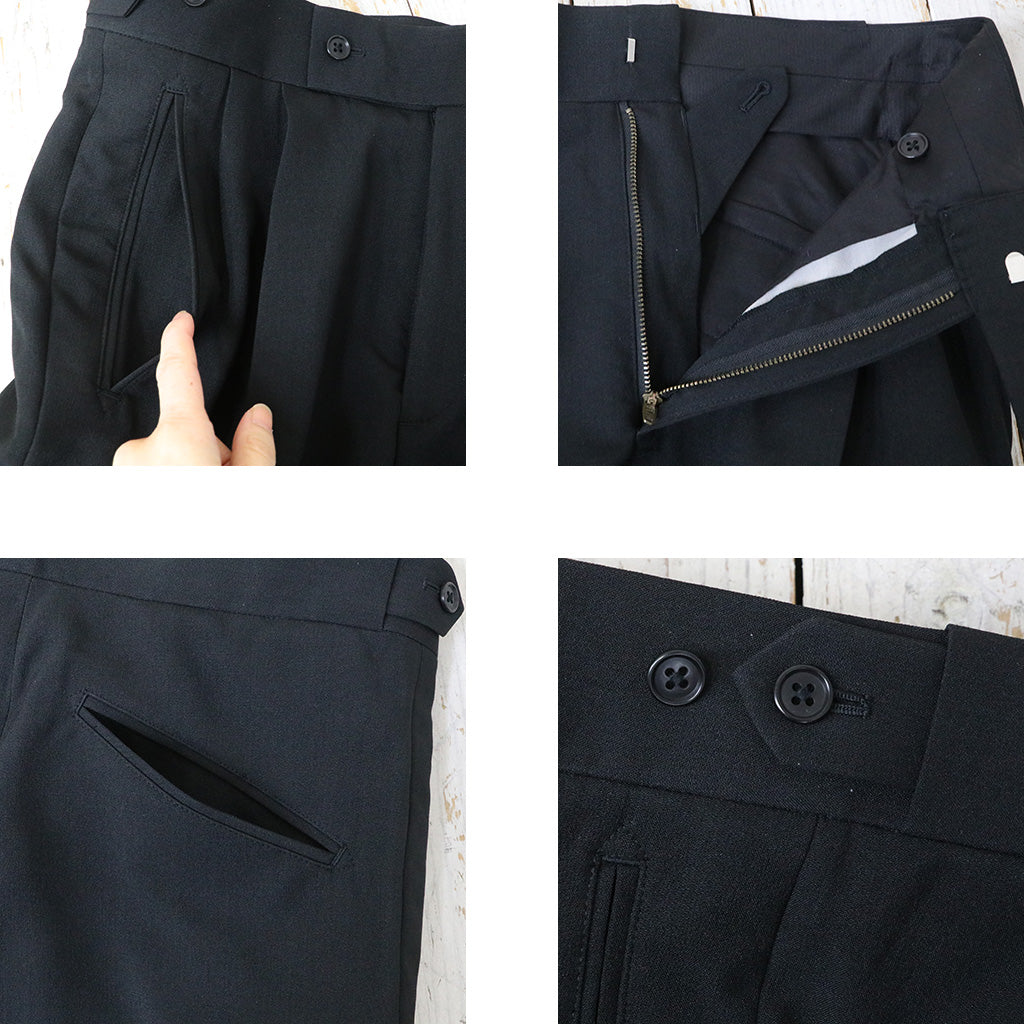 Needles : Side Tab Tucked Trouser-Poly Double Cloth (Black