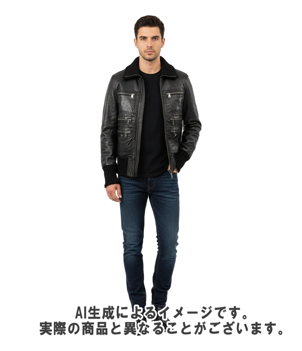 DOLCE&GABBANA レザージャケット ダブルジップ マルチジップ フェイク