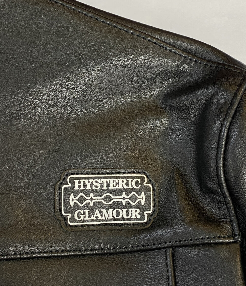 ヒステリックグラマー シングルライダースジャケット RAZOR BLADE LOGO