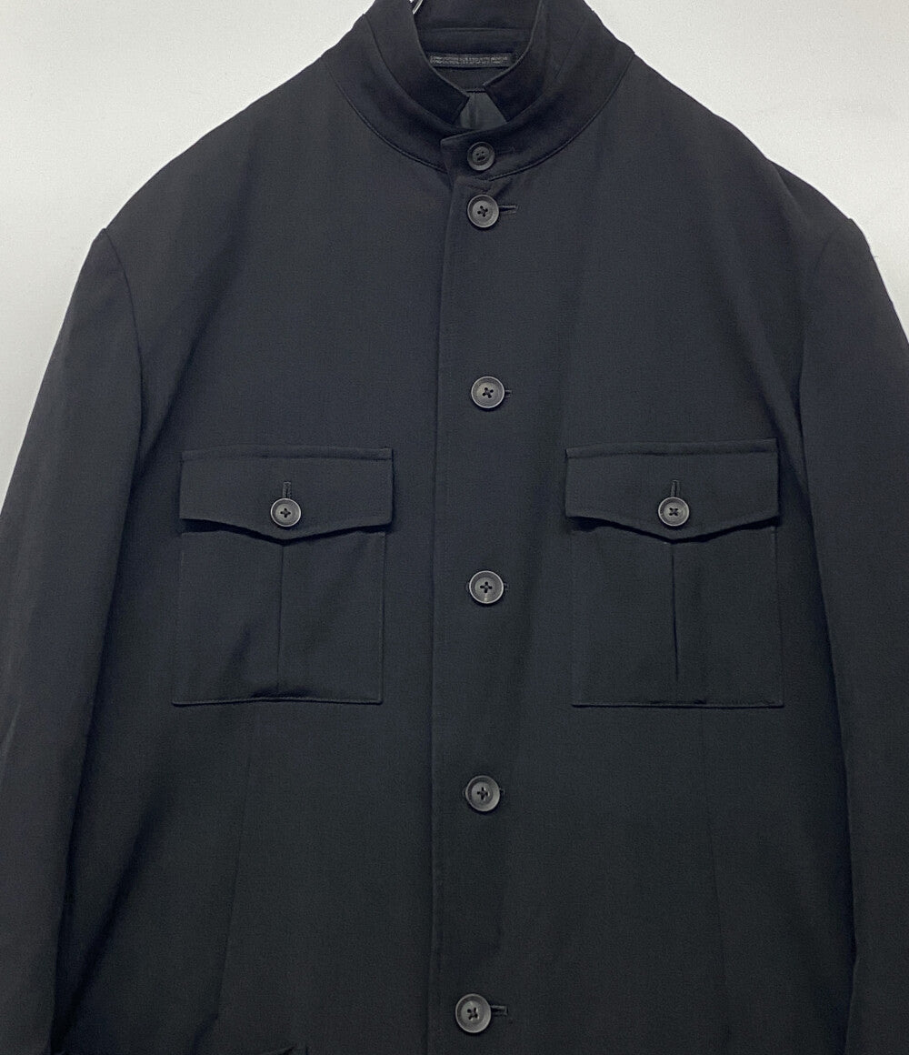 YOHJI YAMAMOTO POUR HOMME コート WRINKLED GABARDINE STAND FASTENER