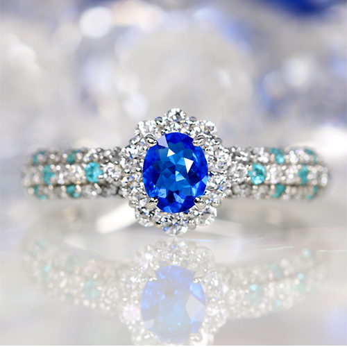 アウイナイト 0.18ct パライバトルマリン ダイヤモンド プラチナ