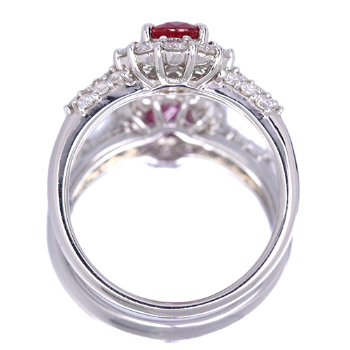 非加熱ルビー 0.88ct ダイヤモンド 0.76ct プラチナ リング(指輪