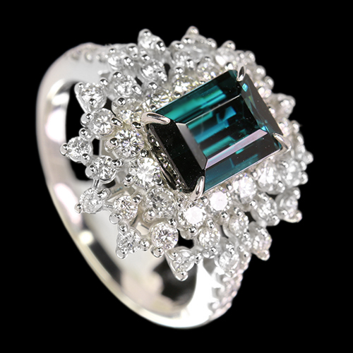 ピーコックグリーントルマリン 2.0ct ダイヤモンド 1.0ct プラチナ