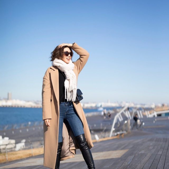 ホワイト マフラー x ATEYAKA（アテヤカ） ベージュ ロング チェスター