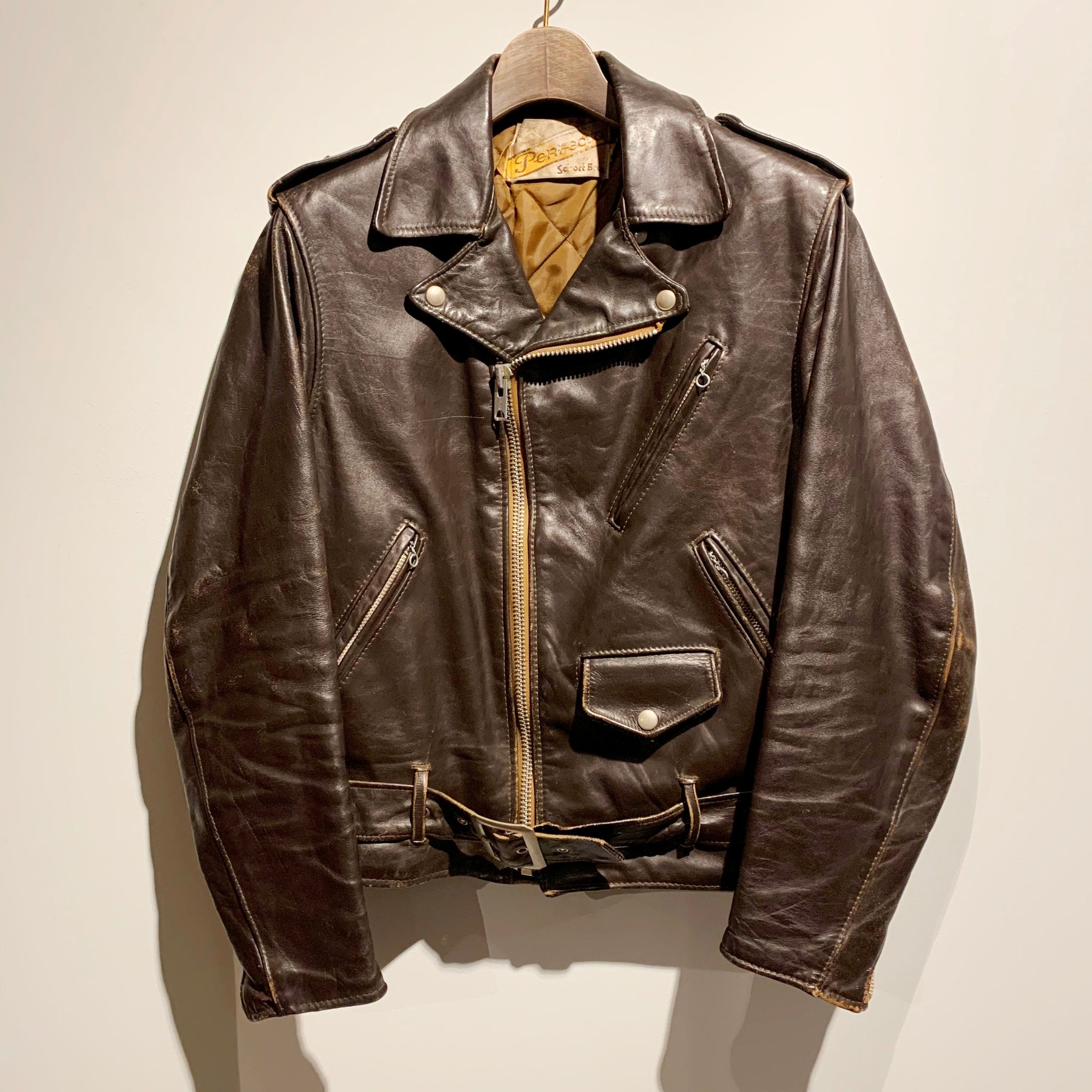 70s/Schott Bros/One Star/double riders jacket/size 36/brown/TALON