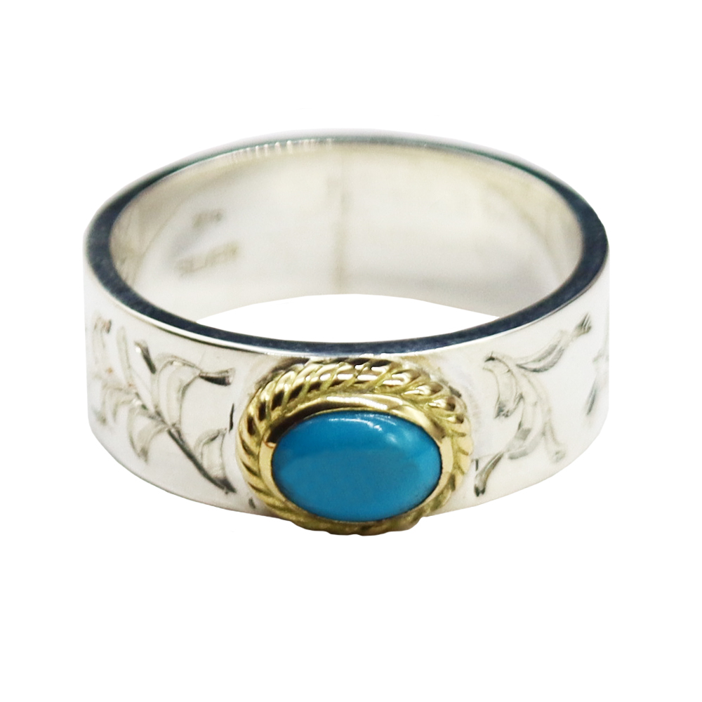 TADY&KING[ORDER ITEM]アラベスク平打ちリングSV金縄ターコイズ 特注