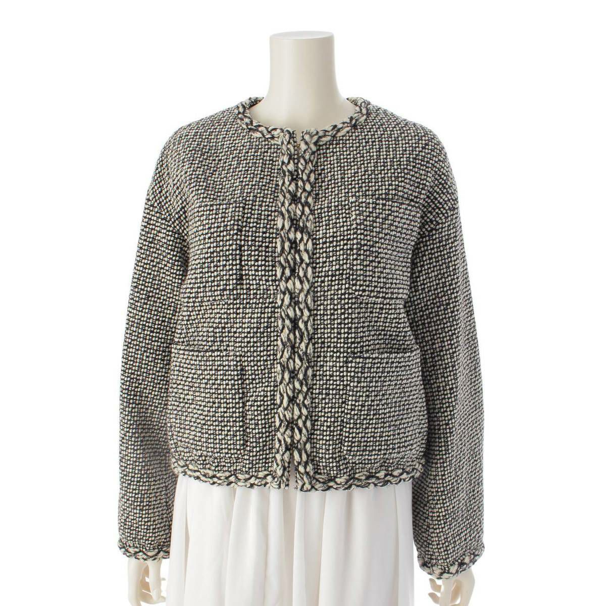 ドゥロワー DRAWER 22年 ノーカラー ツイード ジャケット トップス