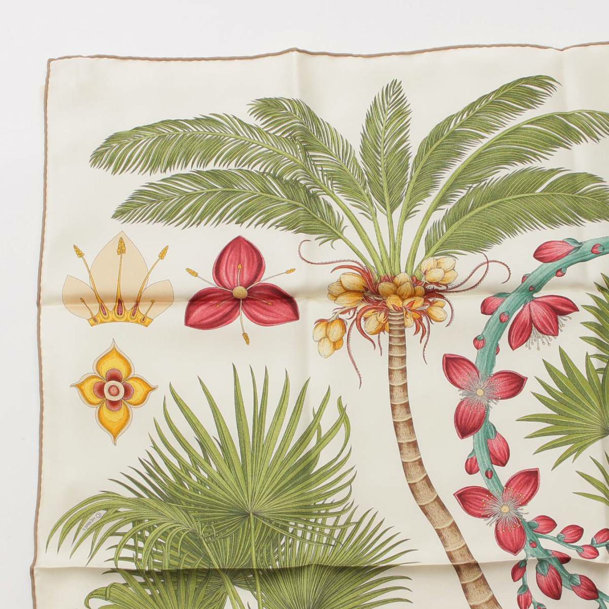 エルメス Hermes カレ90 シルク スカーフ INDEX PALMARUM ヤシの目録