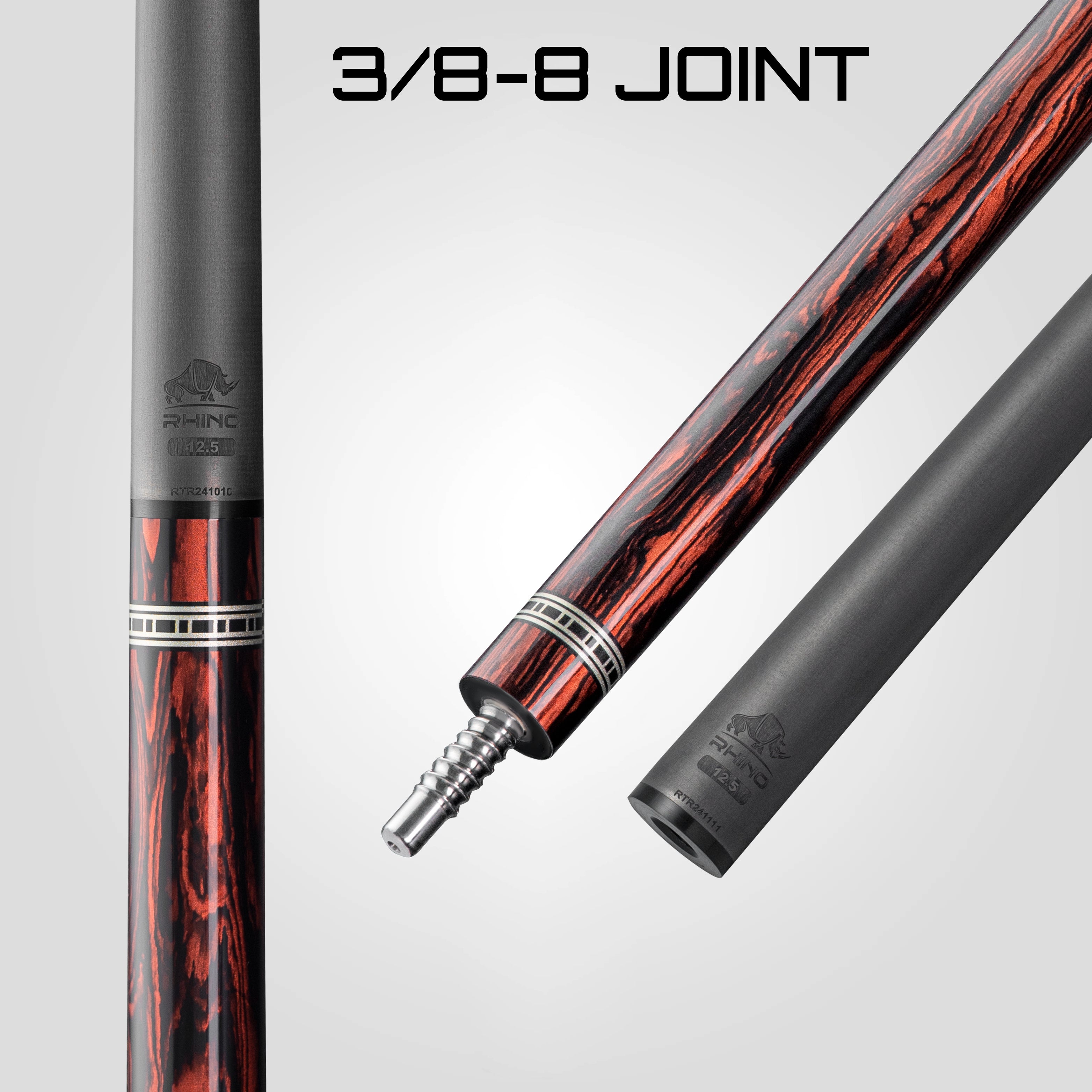 Rhino RETRÔ Pool Cue - Cocobolo - Crocodile Embossed Microfiber Leathe