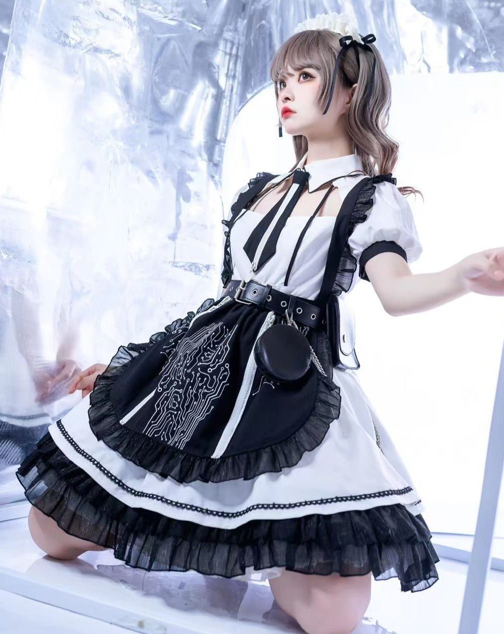 予約販売】SFメイド ゴスロリエプロン付き半袖ワンピース – ロリータ