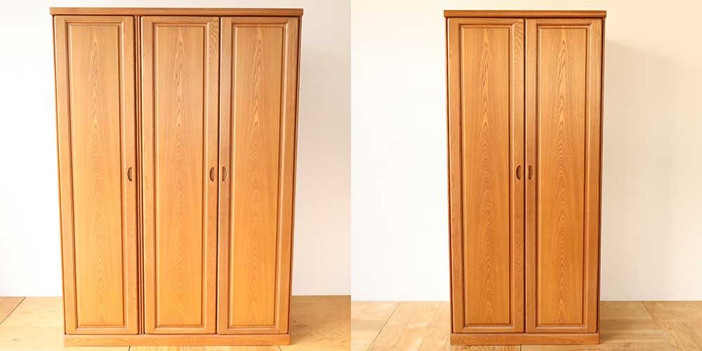 R0579:3枚扉の婚礼タンスを2枚扉分にリサイズし使い勝手も良く