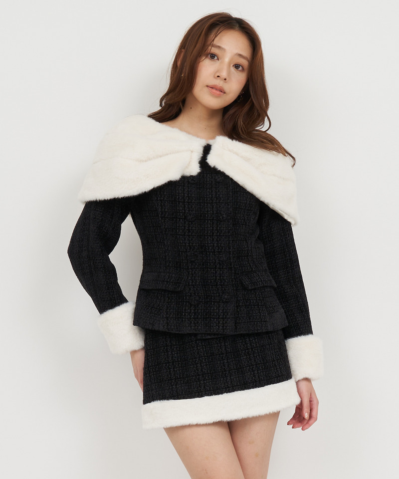 ファーカラーツイードジャケット｜ROYAL PARTY ロイヤルパーティー