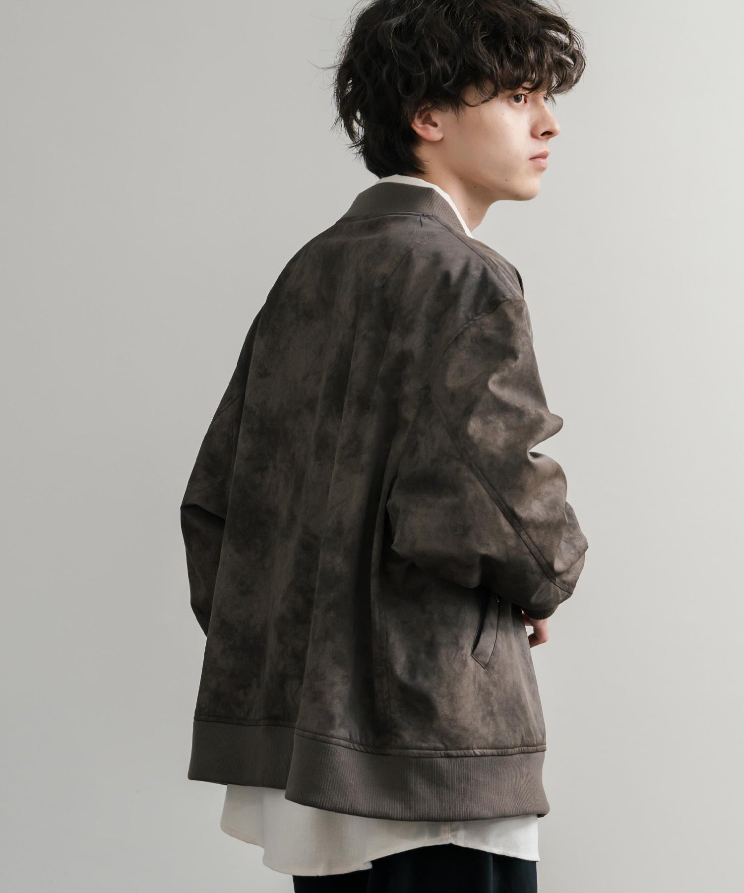 オーバーサイズ ヴィンテージライクPUレザージャケット/フライト