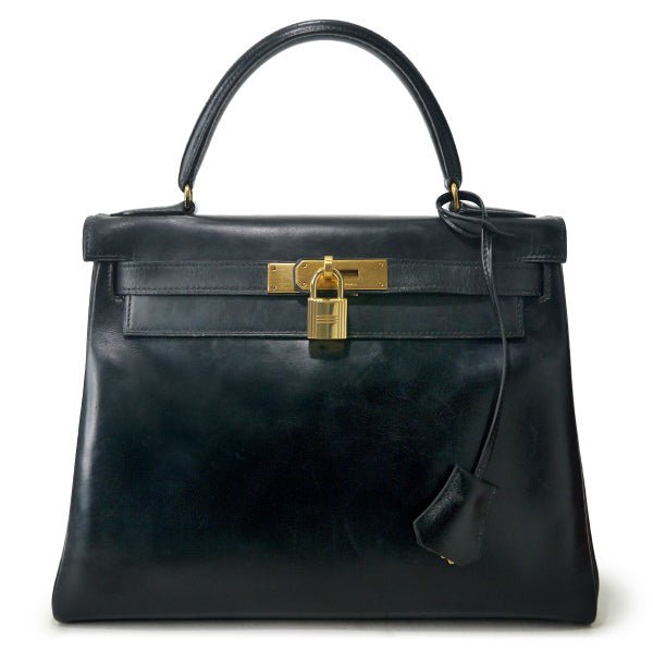 HERMES ヴィンテージケリー28 内縫い ボックスカーフ（黒） – Vintage
