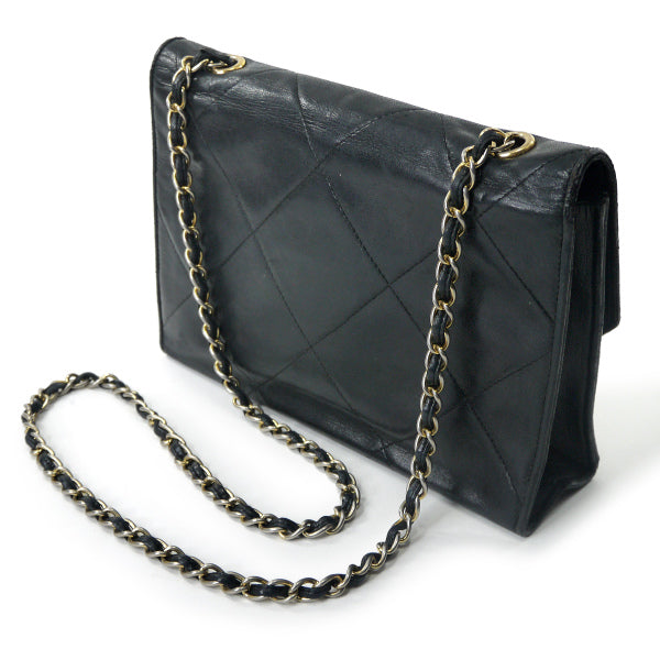 OLD CHANEL ダイヤココマークステッチ チェーンショルダー（黒