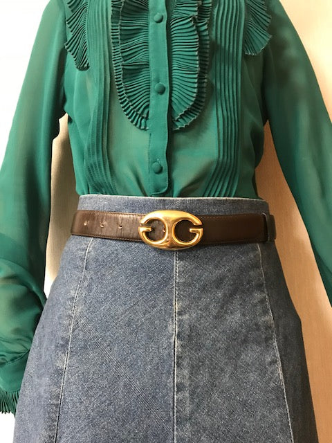 OLD Gucci ゴールドGGバックル レザーベルト(濃茶) – Vintage Shop Rococo