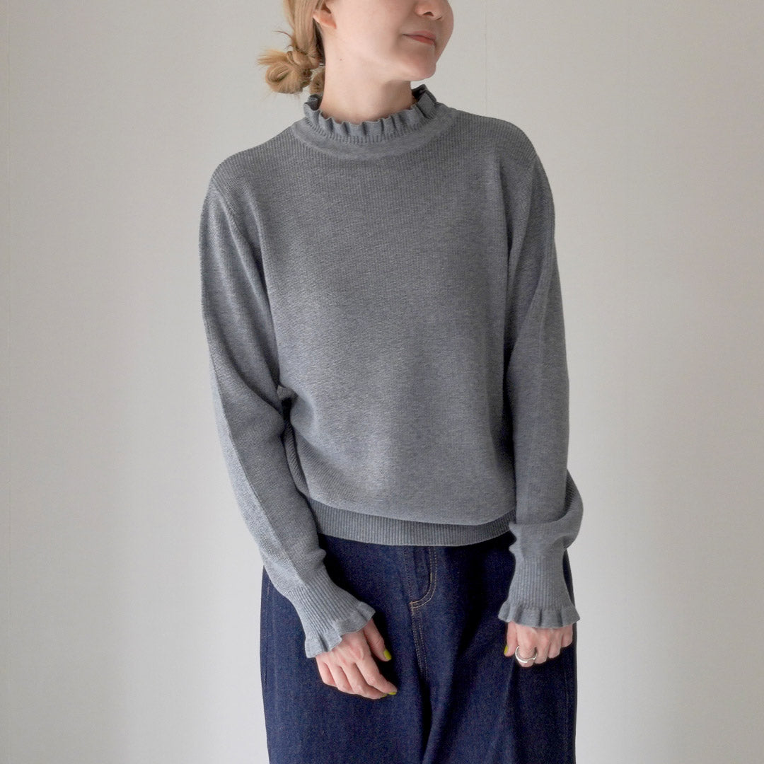 TUMUGU（ツムグ） ランダムリブニット フリルハイネック / レディース