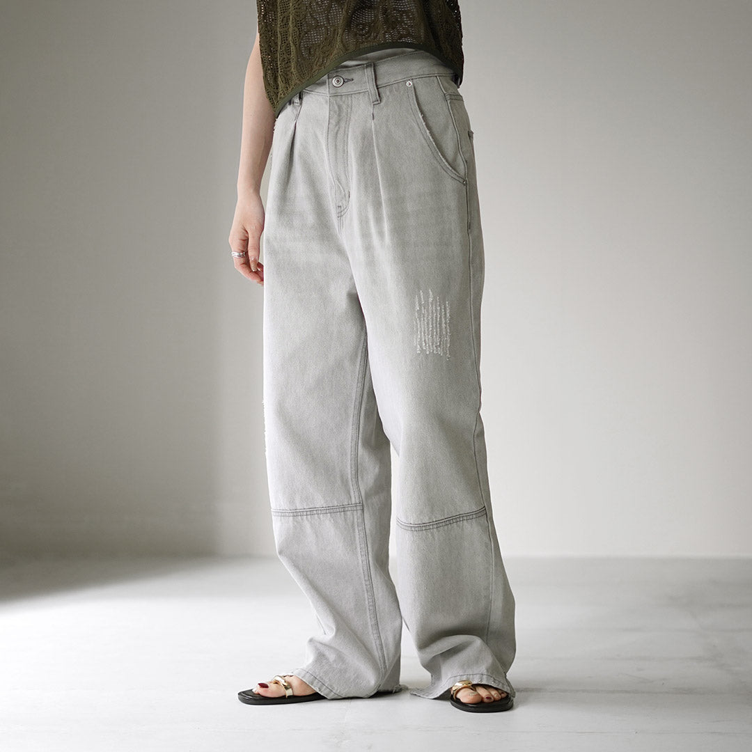 最終価格【YENN】ハイライズタックワイドパンツ／ピンク38 YENN