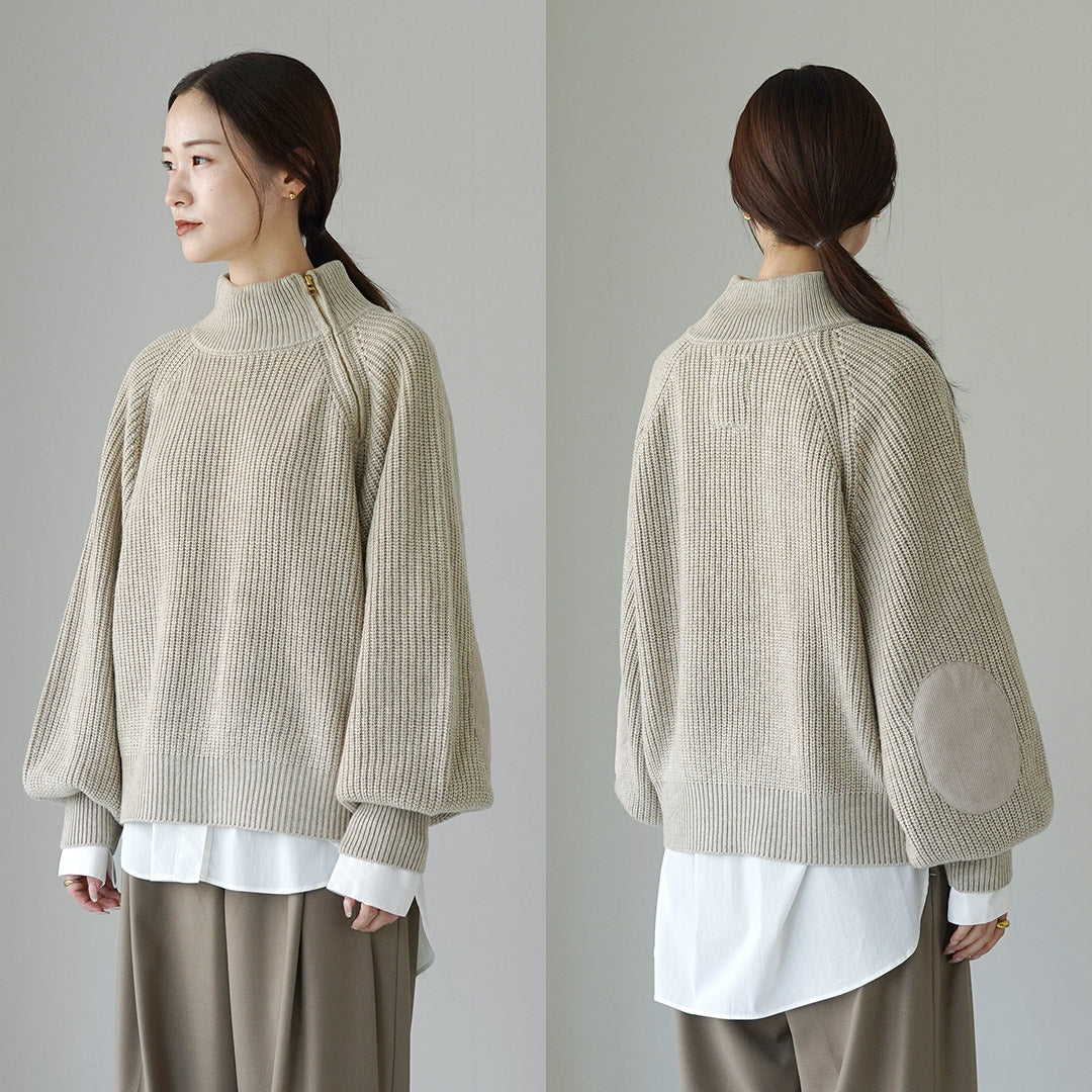 KHA:KI（カーキ） ハーフジップ ミリタリーニット / レディース