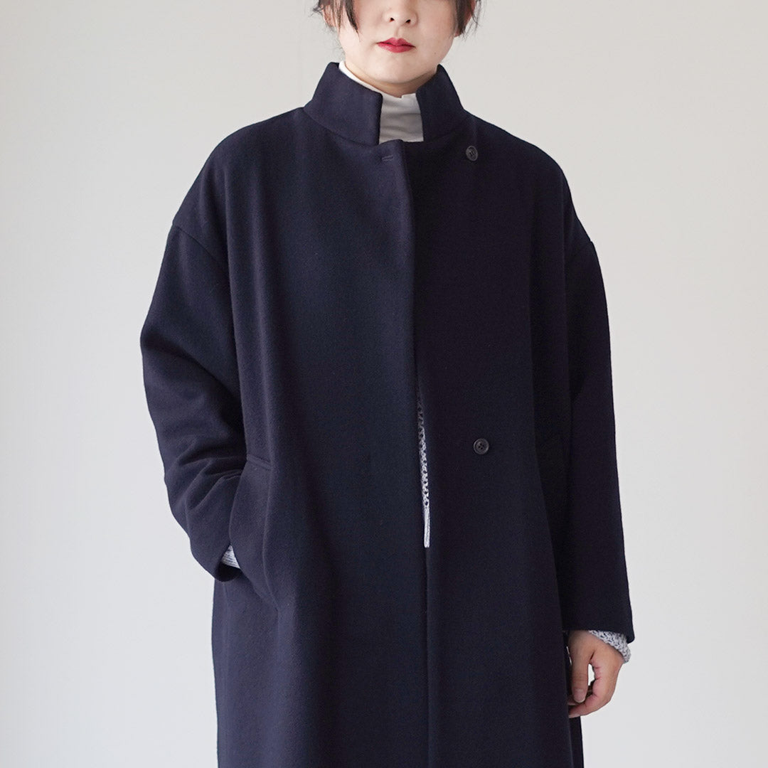 mizuiro ind（ミズイロインド） ウールブレンド スタンドカラー コート
