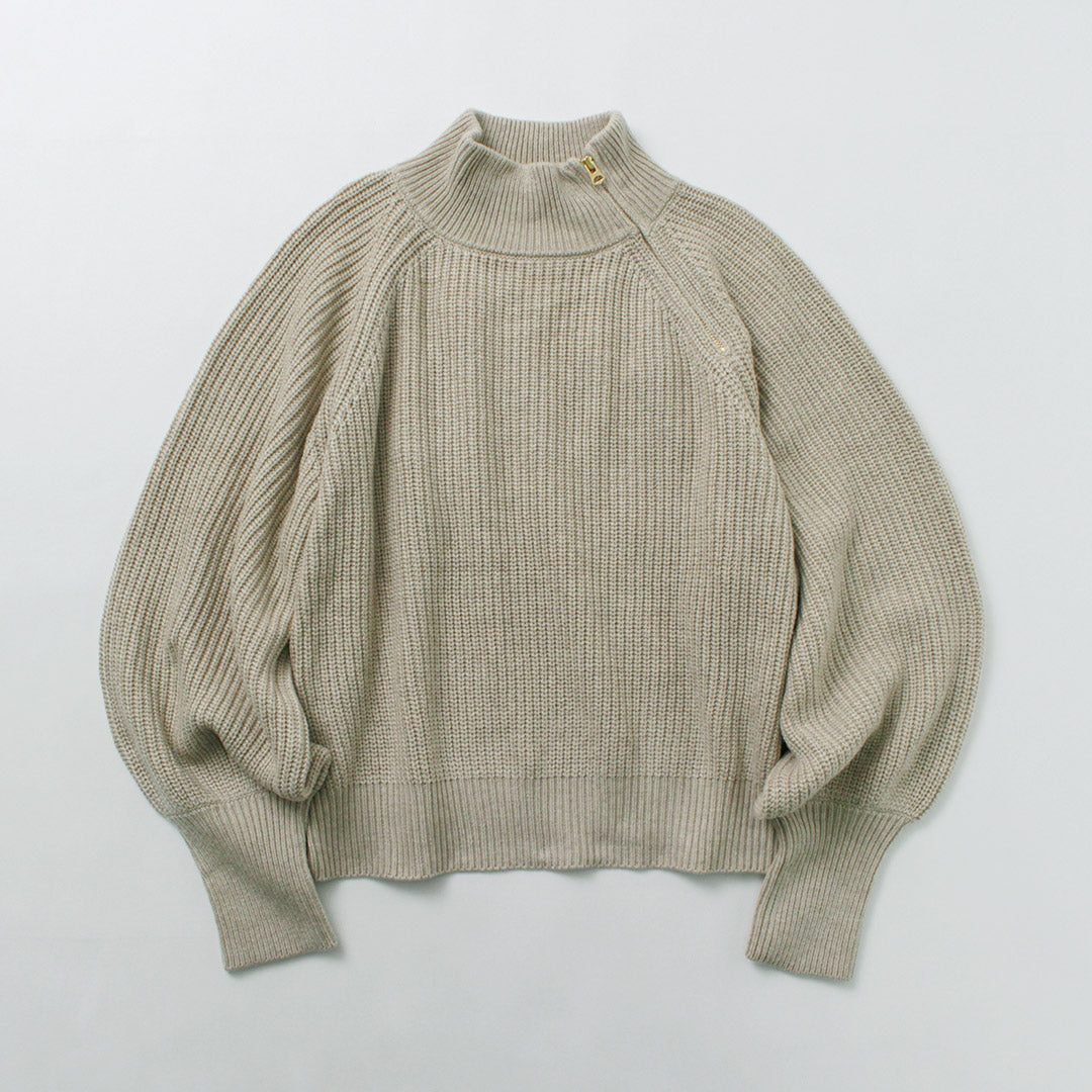 KHA:KI（カーキ） ハーフジップ ミリタリーニット / レディース