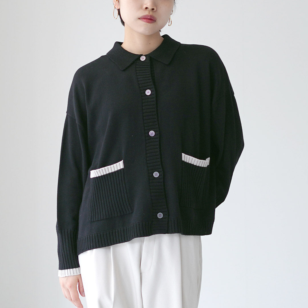 MAO MADE（マオメイド） アクリルコットン 配色ライン ポロ