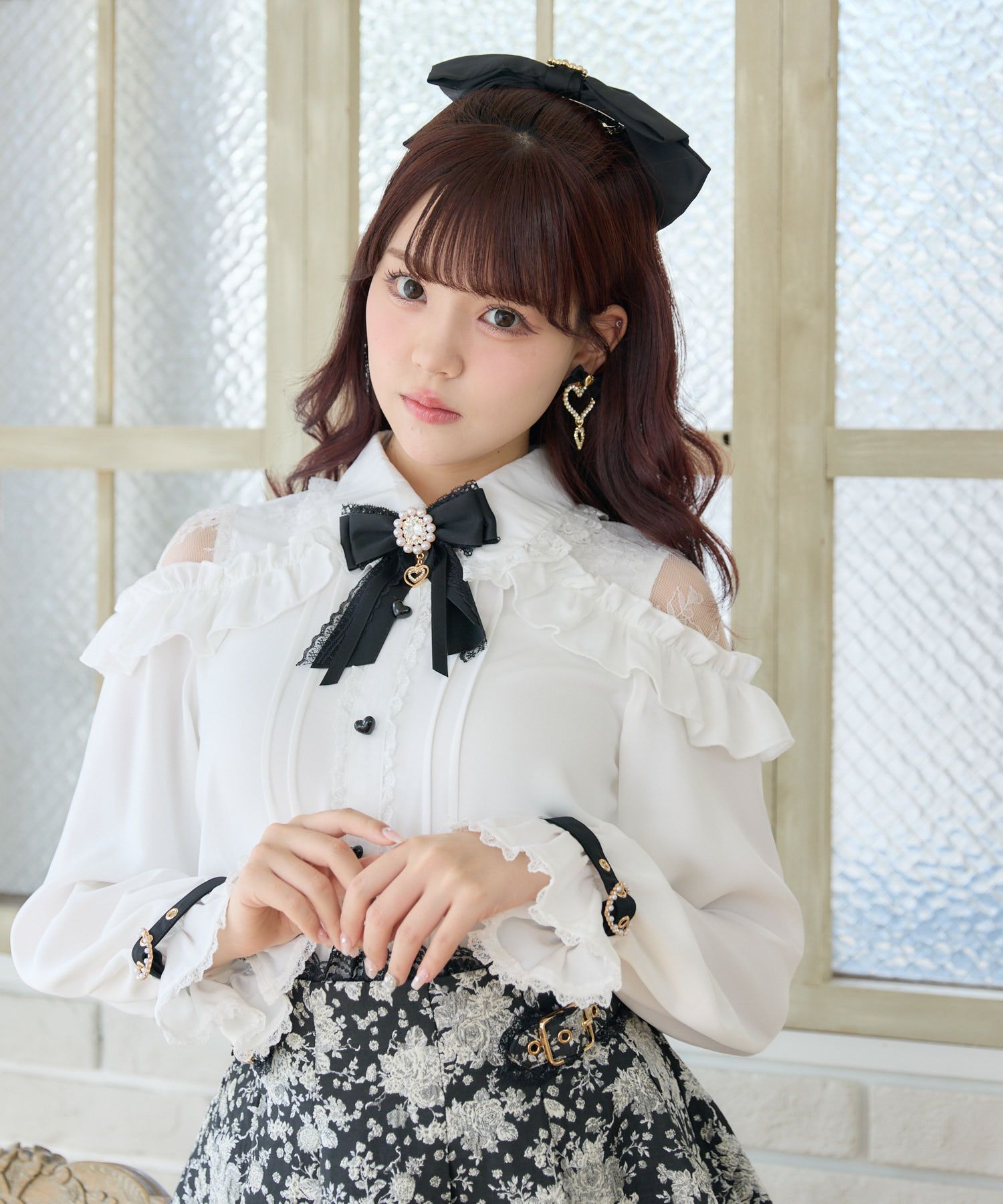 肩レーシーフリル切替ブラウス | Rlab store