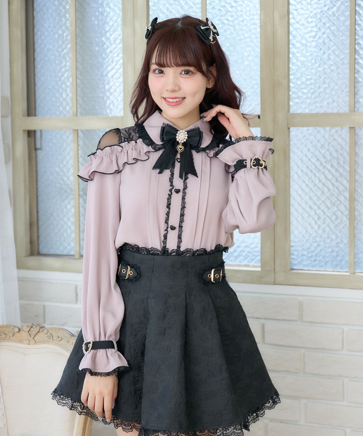 肩レーシーフリル切替ブラウス | Rlab store