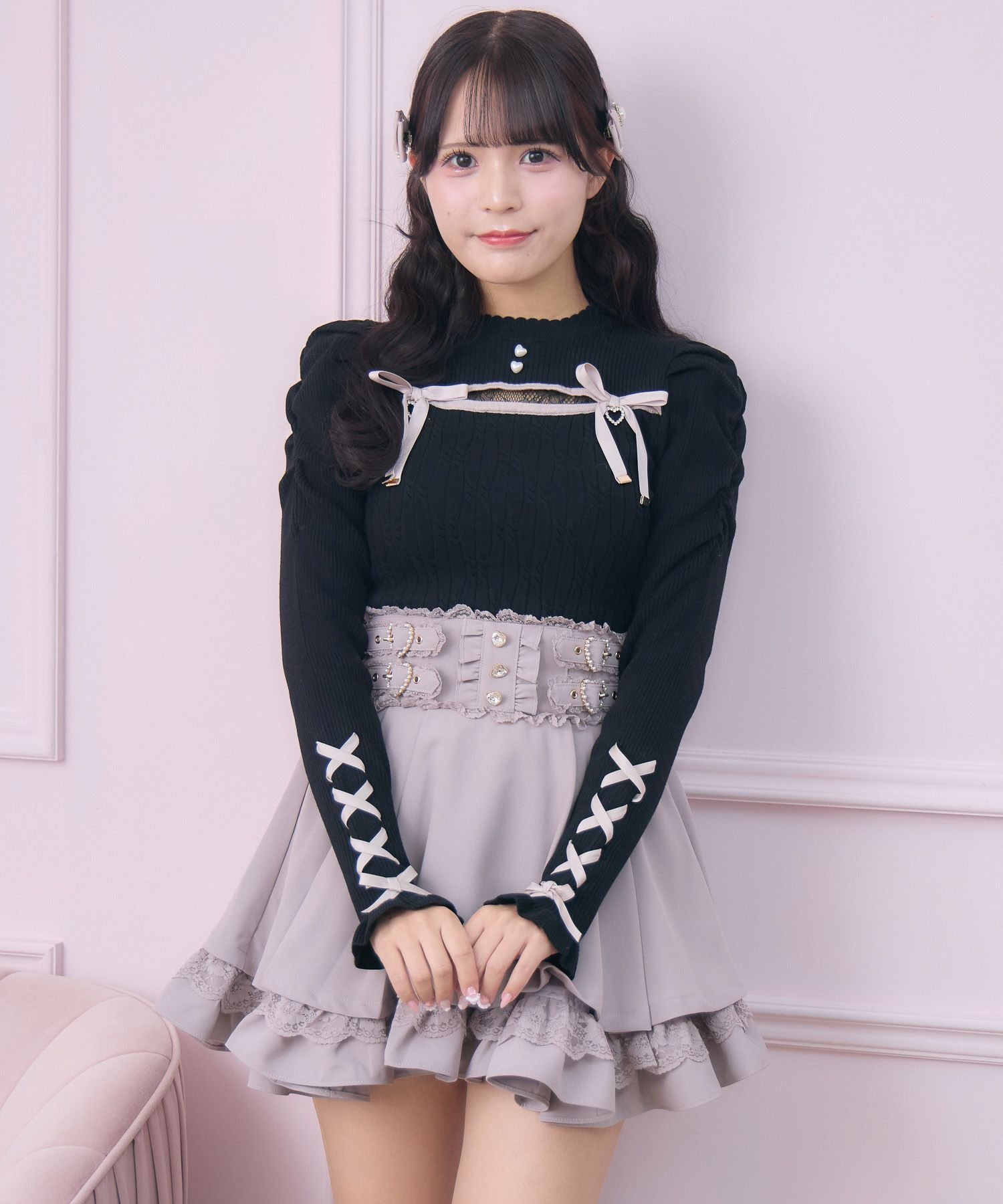 デコルテ開き配色リボンニット | Rlab store