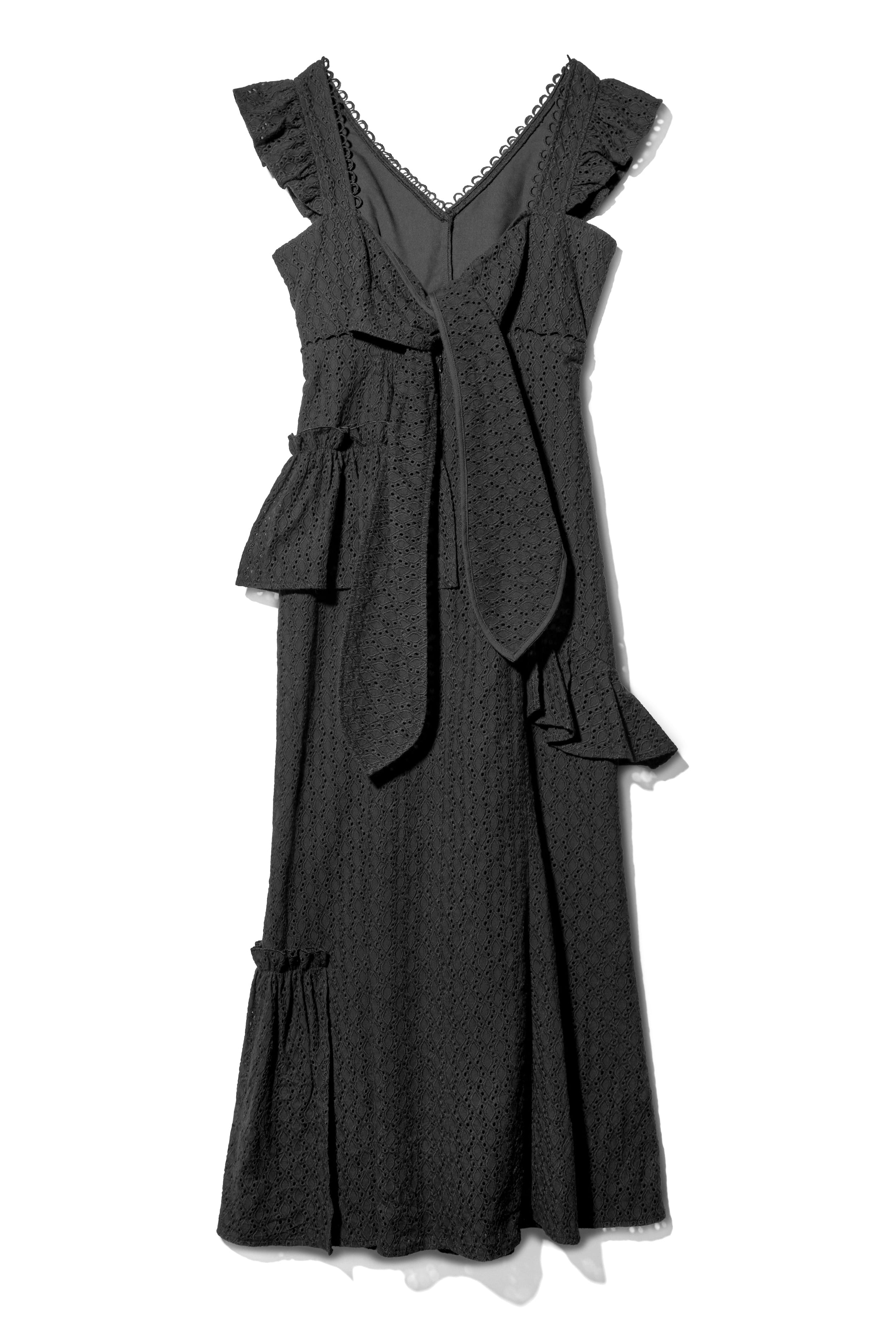 Back ribbon lace dress – Rosy luce