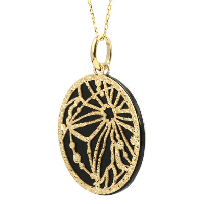 オニキス リバーシブル透かし模様 サークル ペンダントトップ 古典柄