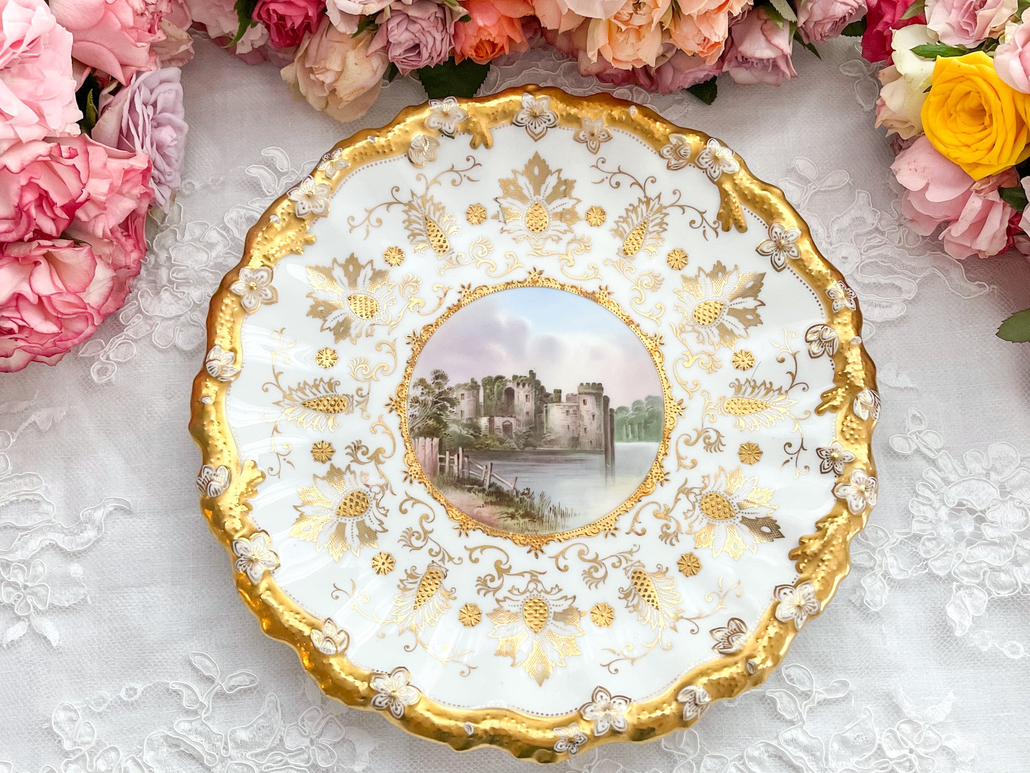 コールポート 金彩と風景画が美しいキャビネットプレート – Rose Antiques