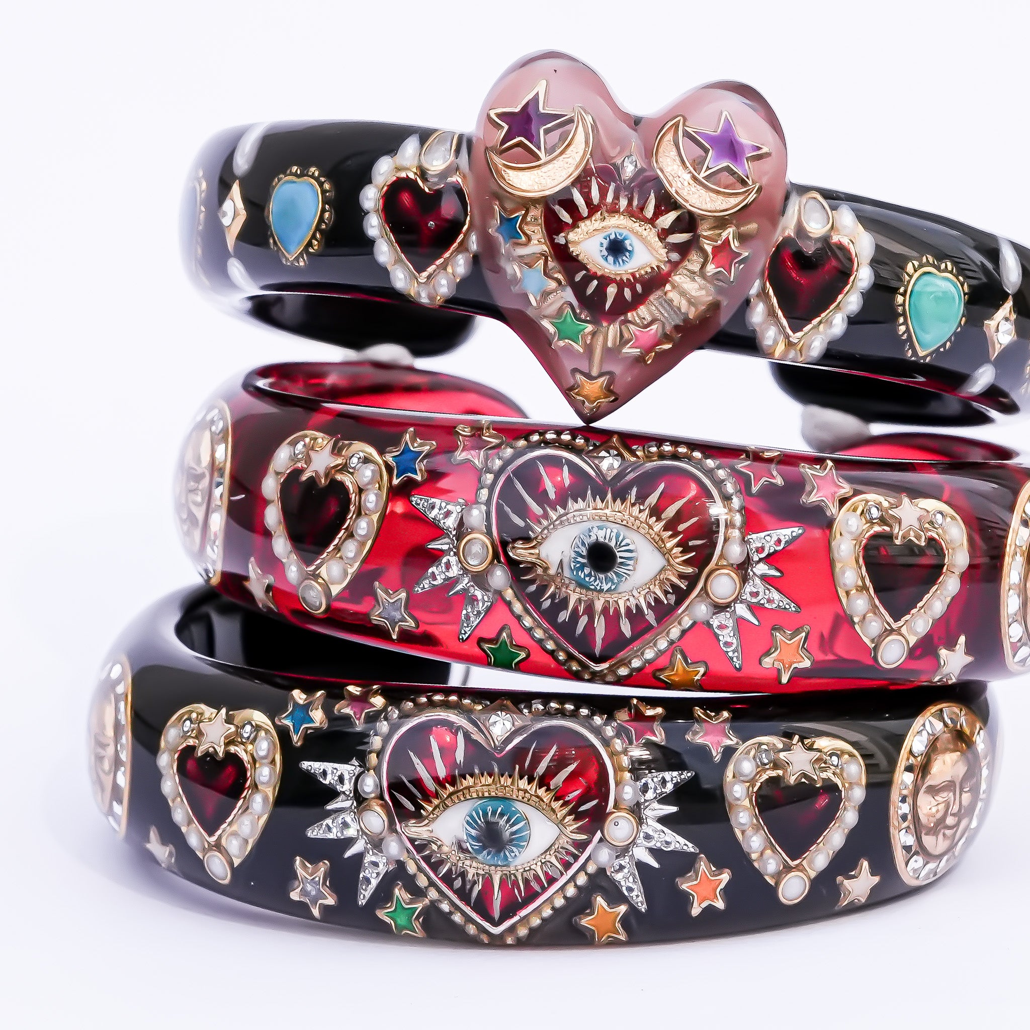 Sacred eye heart bracelet - red × rainbow – RUKA