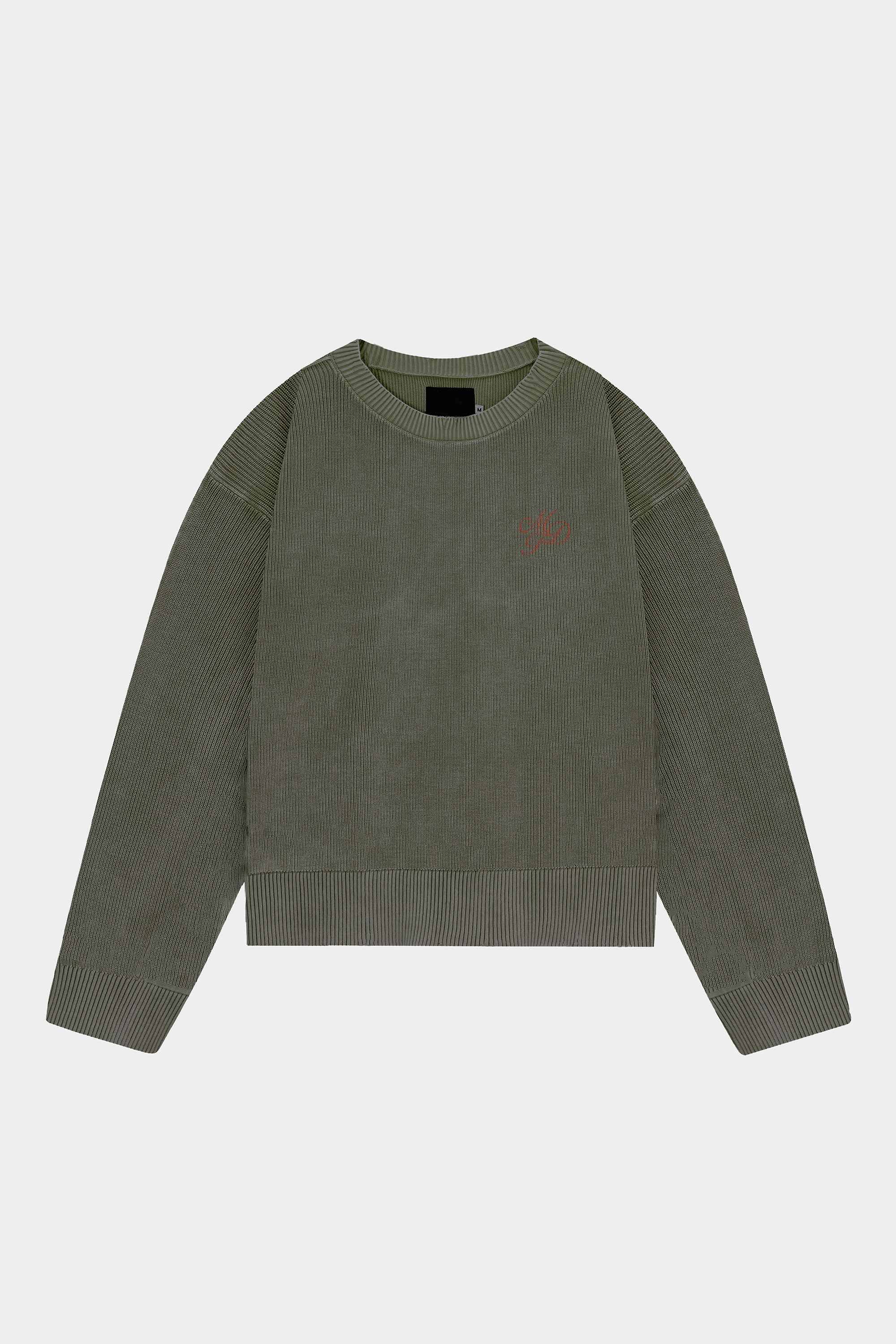 Suéter Midas Touch Knit Verde com Escritas Terracota - Modelagem