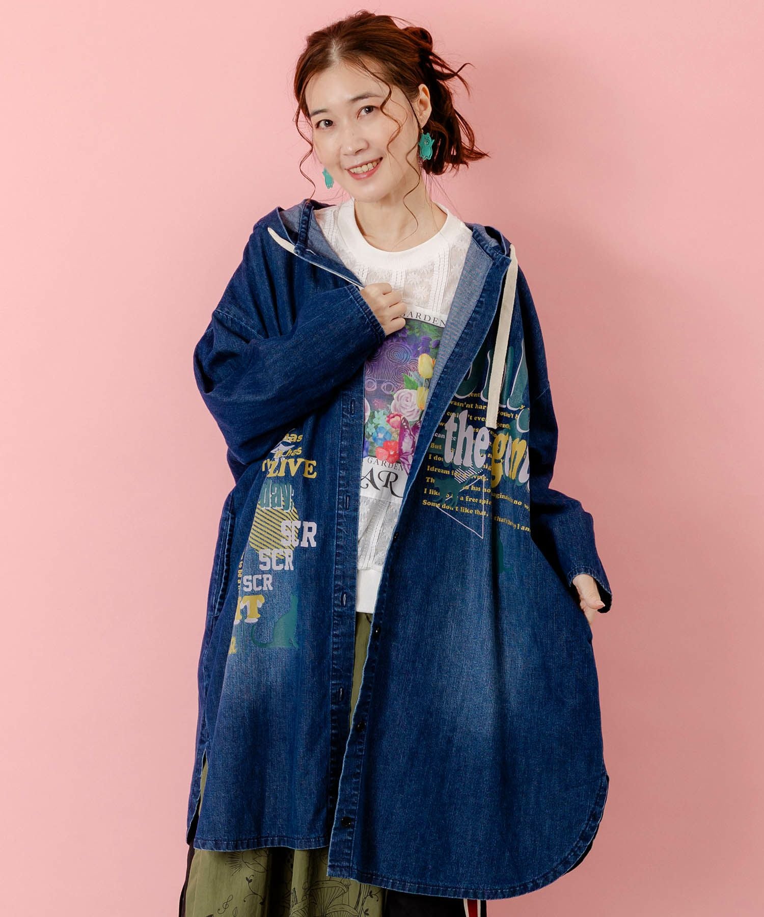 153607：スカラーグラフィック柄デニムコートの通販-ScoLar