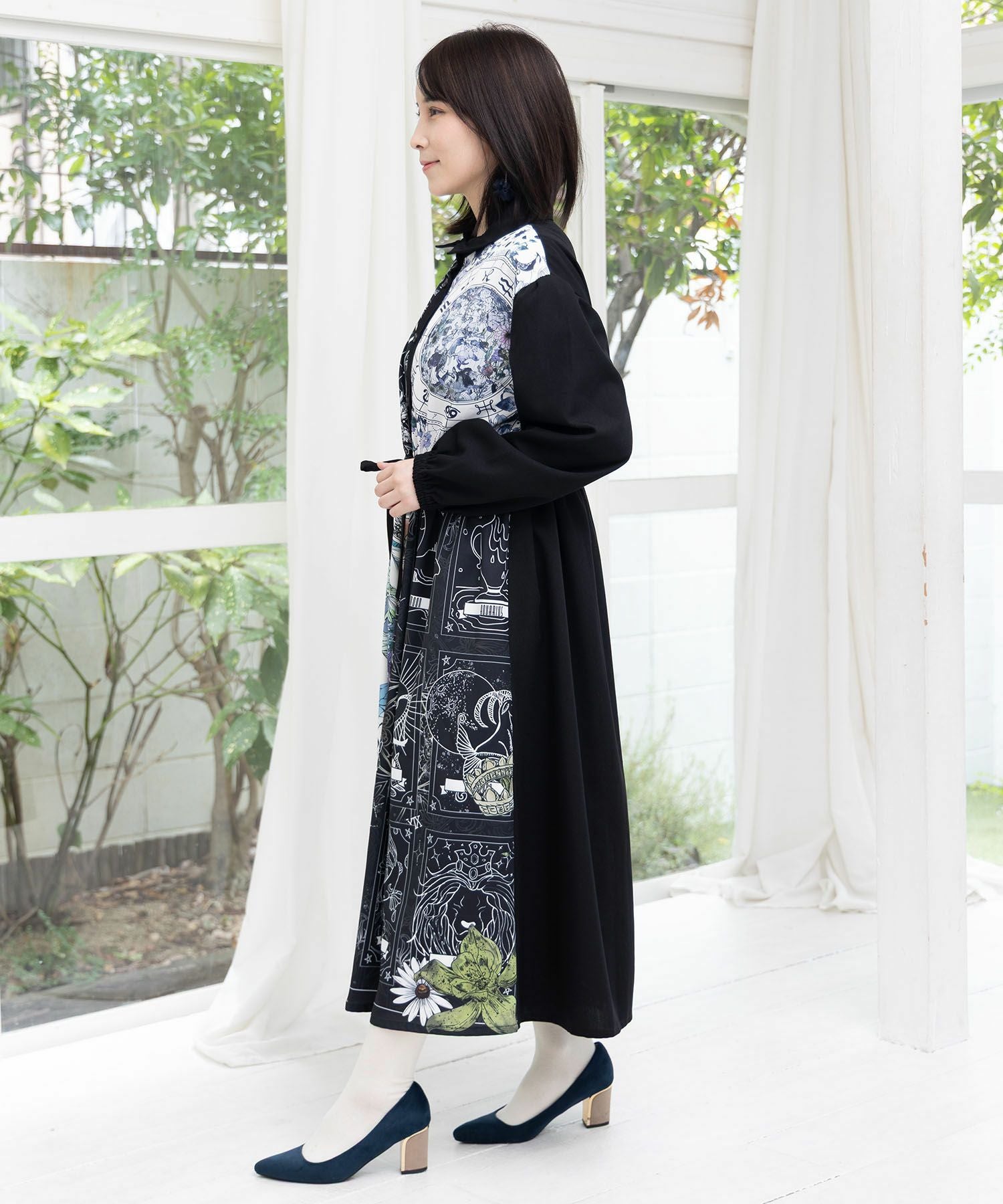 553240：星×タロットコラージュ柄シャツワンピの通販-ScoLar