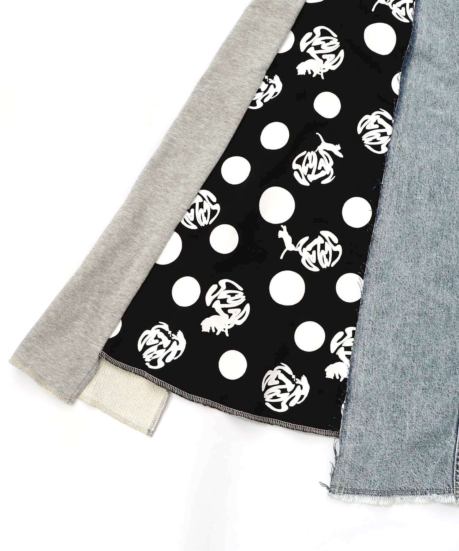 153717：スカラーリメイク風 異素材切替デニムスカートの通販-ScoLar