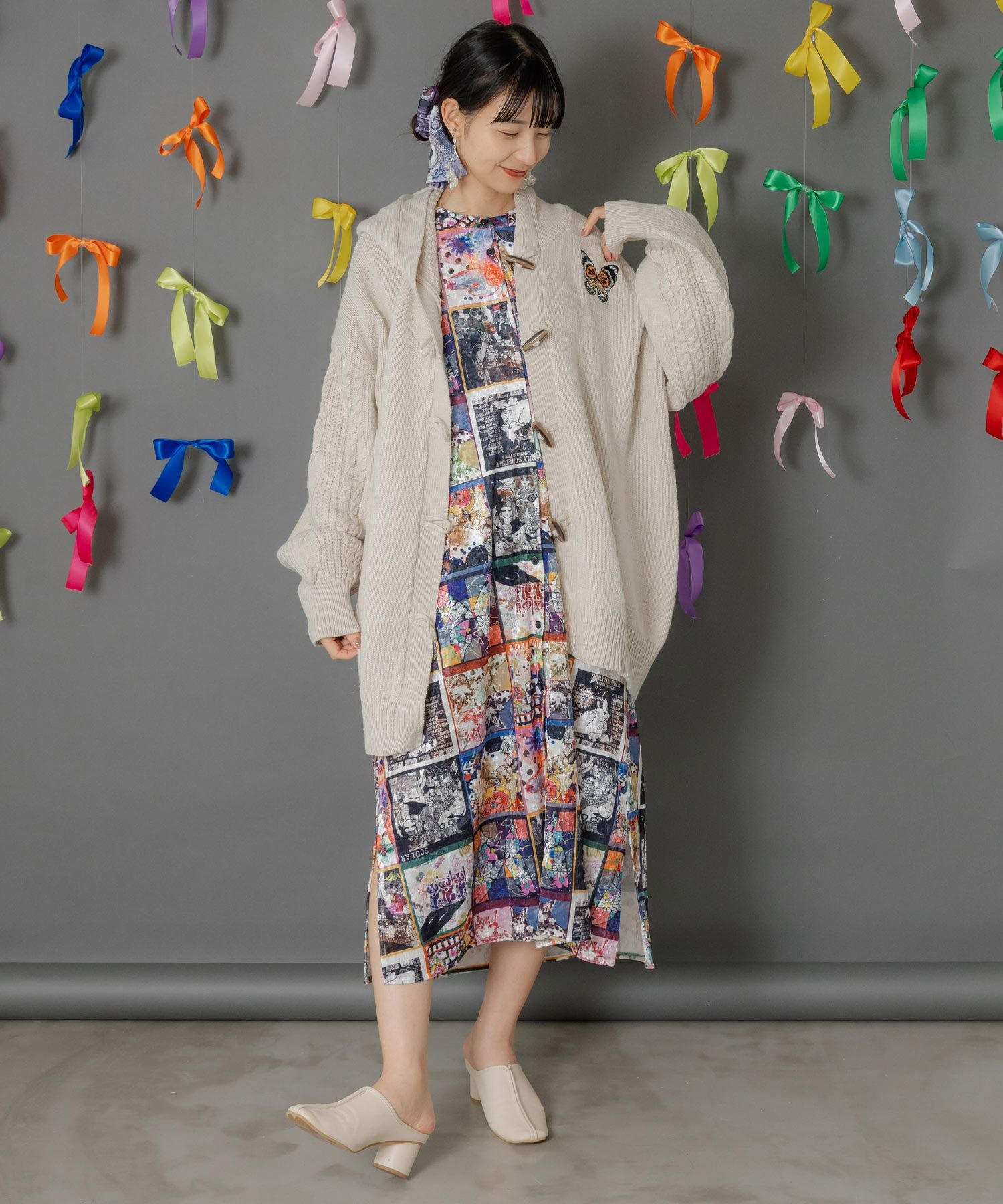 153769：蝶刺繍ニットカーディガンの通販-ScoLar