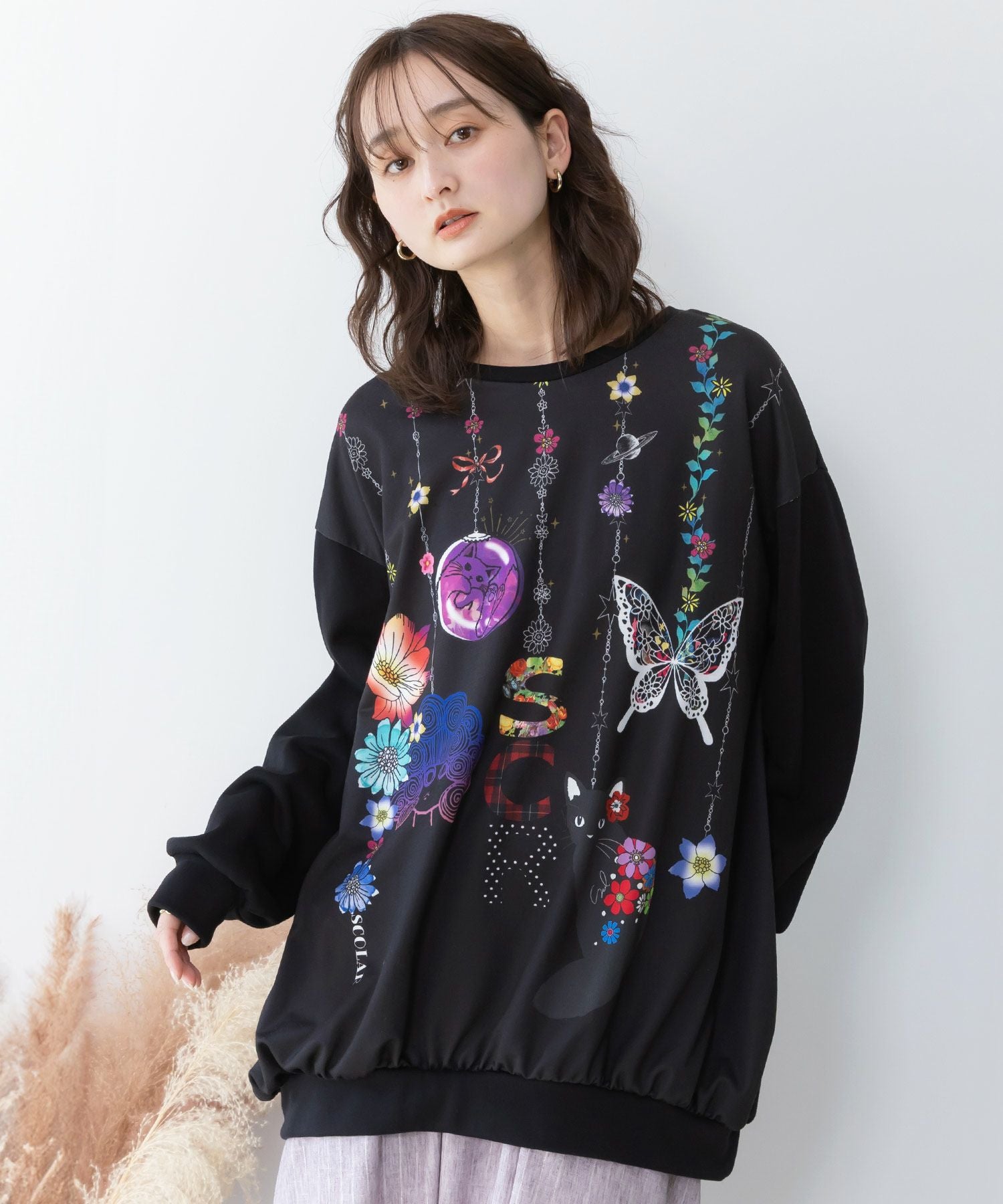 153764：スカラーガーランド柄裏毛チュニックの通販-ScoLar