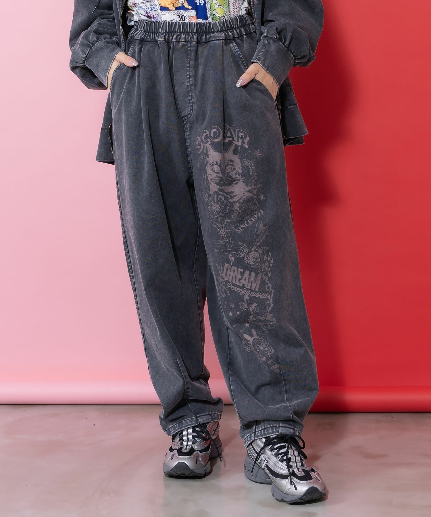 161604：チョーク風柄コクーンパンツの通販-ScoLar