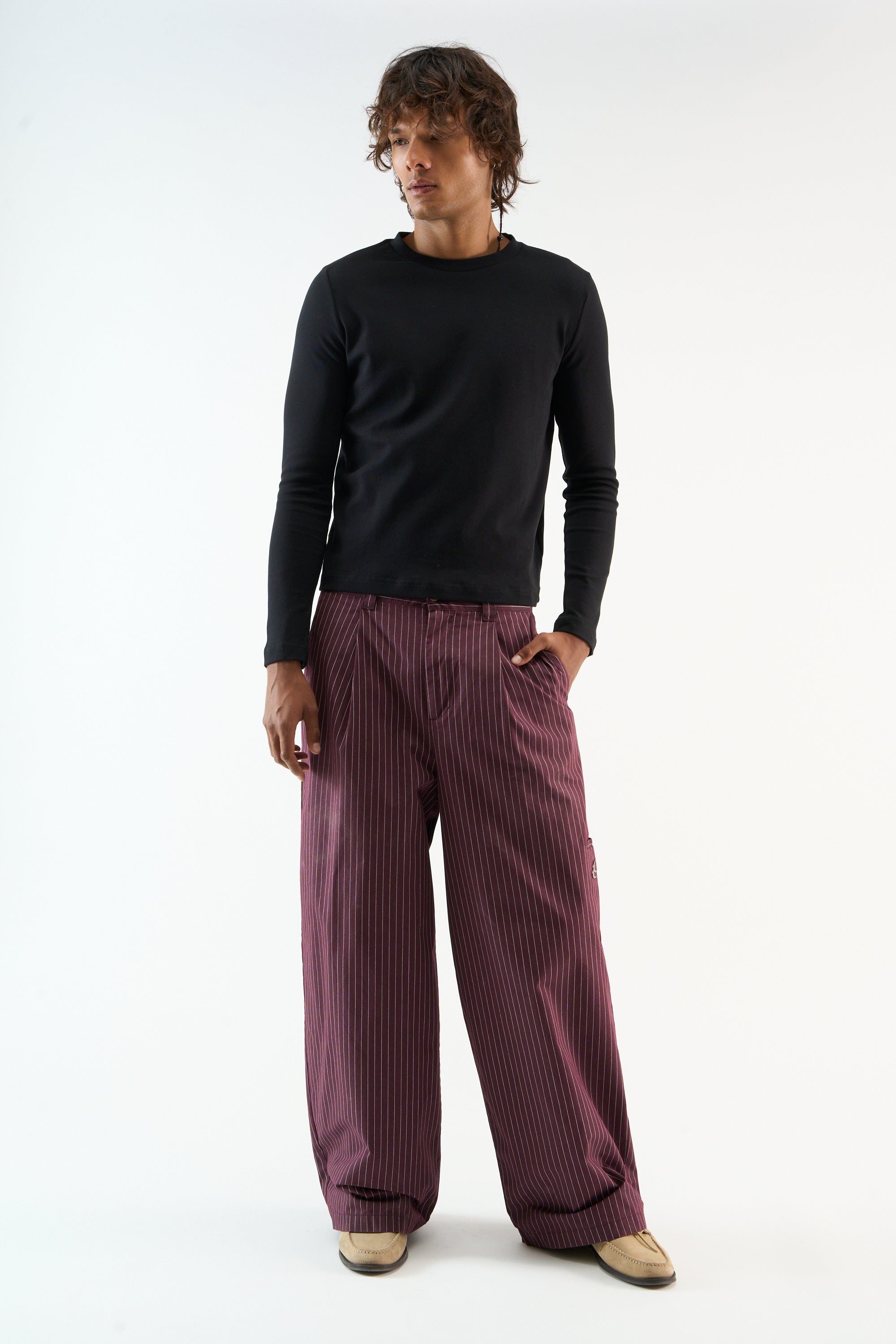 Pinstripe Burgundy Pants – Scuffers