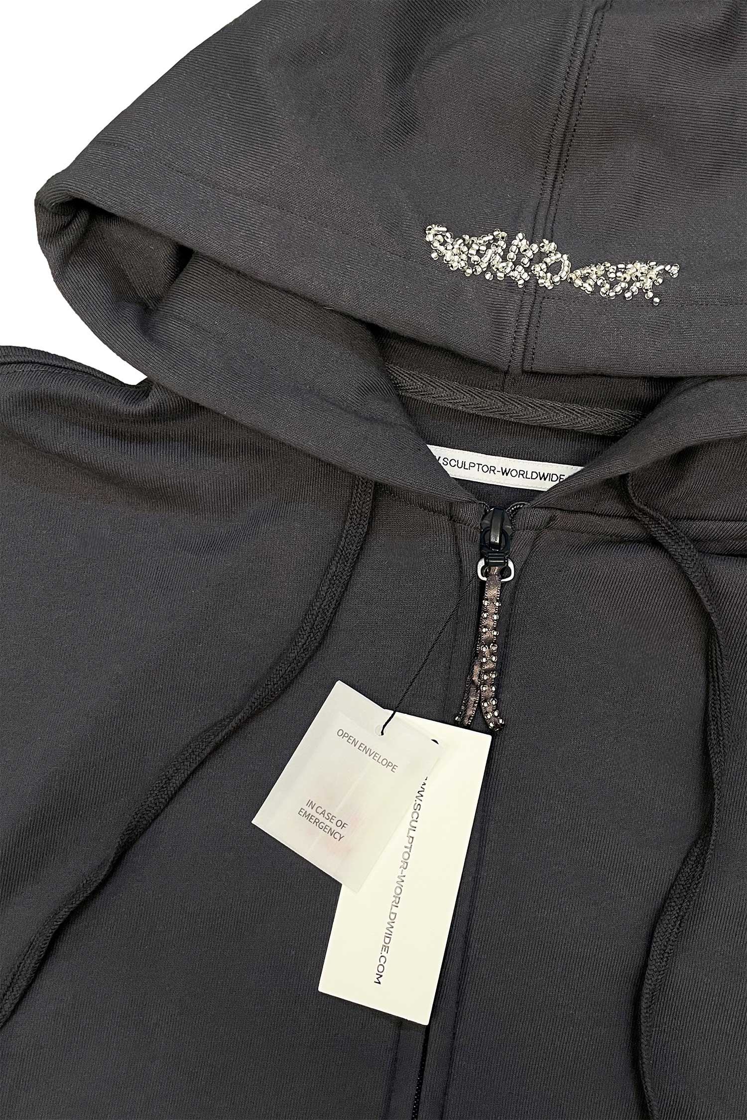 Beaded Saint Hoodie Zip-Up Charcoal – SCULPTOR JAPAN