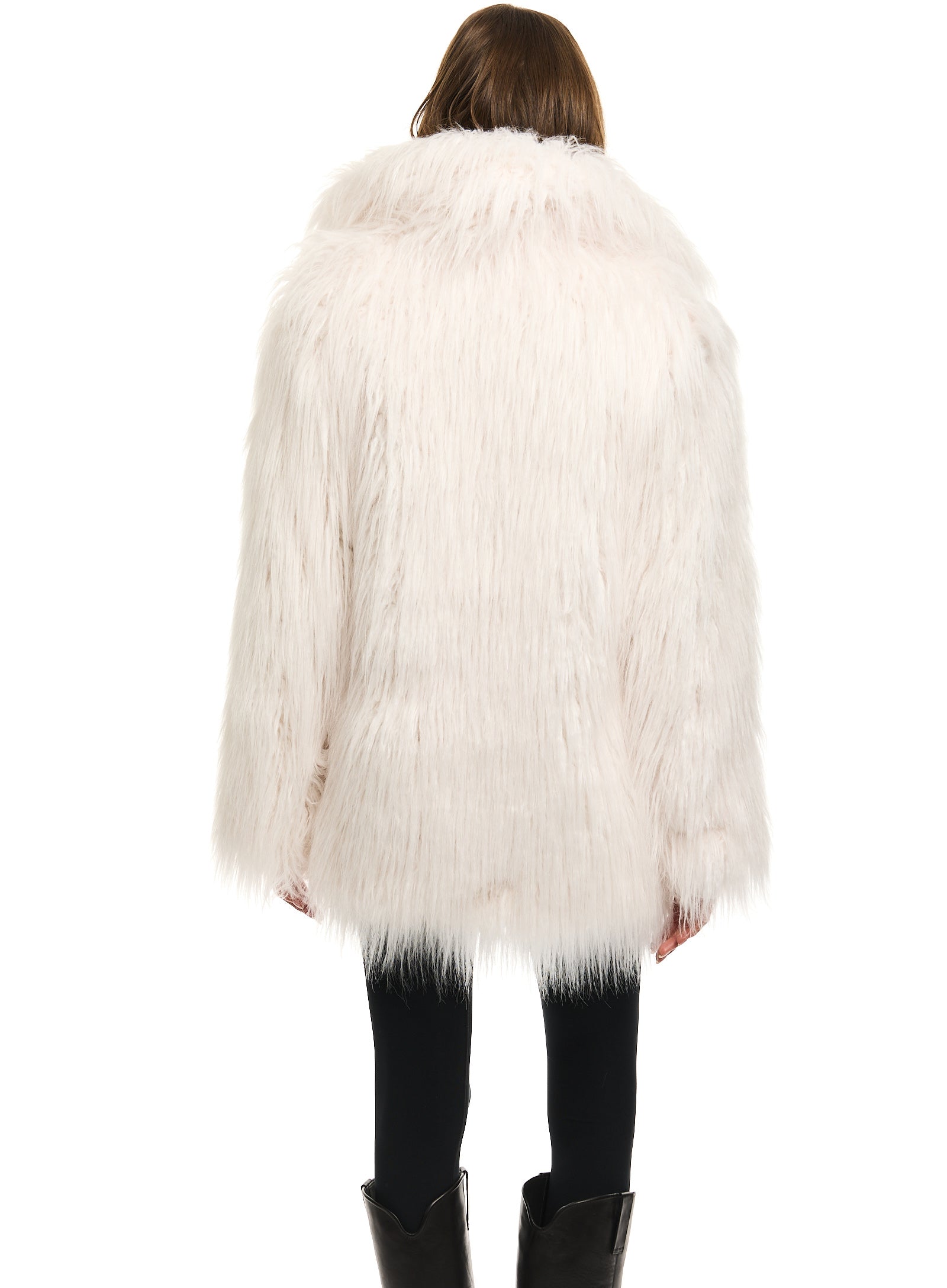 SAM new york womens EDIE faux fur coat with lapel and collar in